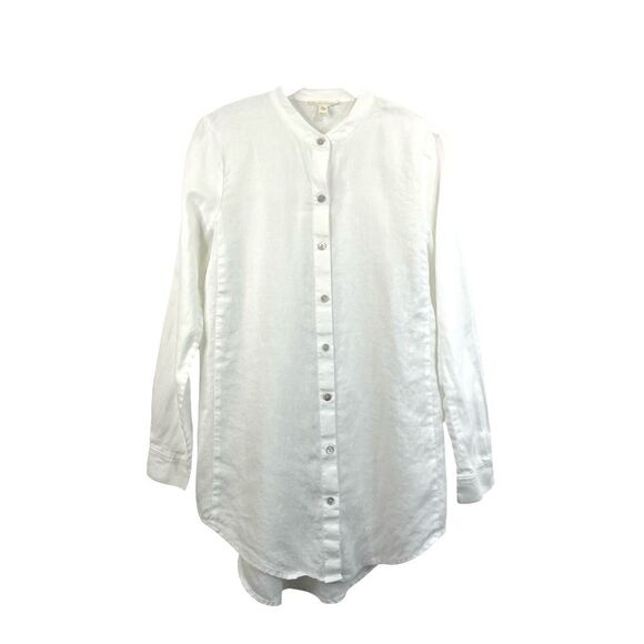 Eileen Fisher 100% organic linen button up tunic shirt‎ Size XXS white - Picture 1 of 6